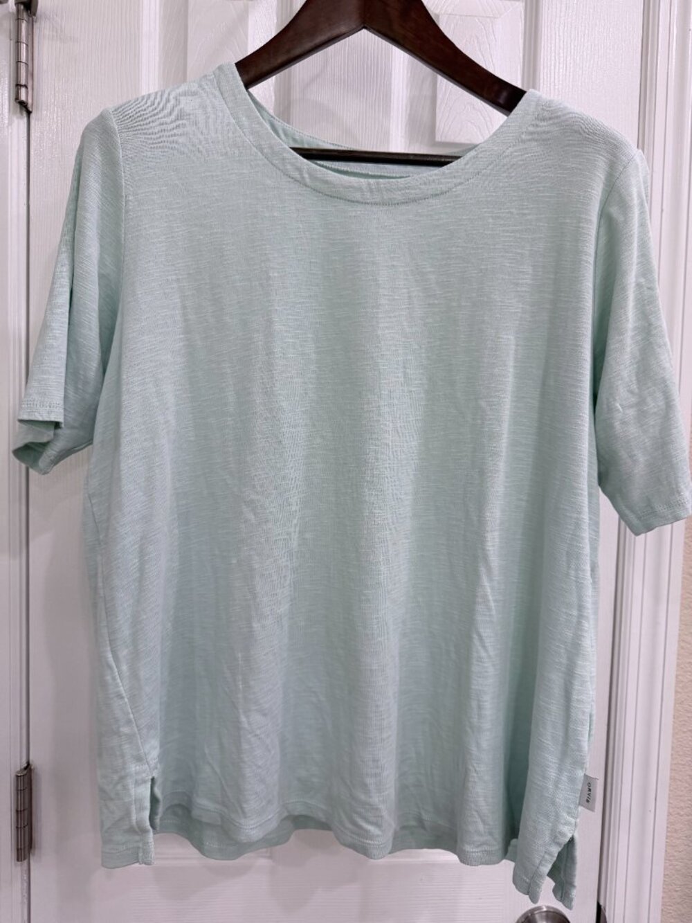 Orvis XL 100% Pima Cotton Mint Green Tunic Tee Soft Slub Knit Side Slit Top